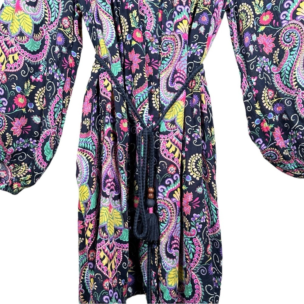 ANTHROPOLOGIE Vibrant Tunisian Paisley Smocked Boho Cover-Up Tunic - Picture 10 of 16